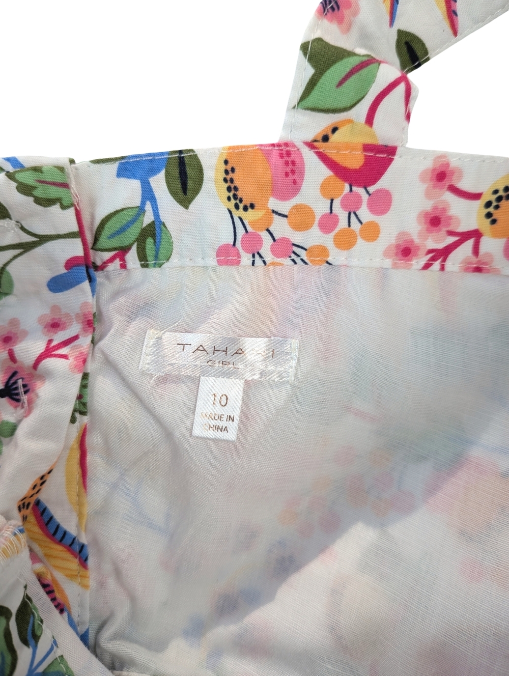 Tahari Girl Dress With Skort Floral Colorful Cotton Jumpsuit Size 10 - Picture 8 of 10